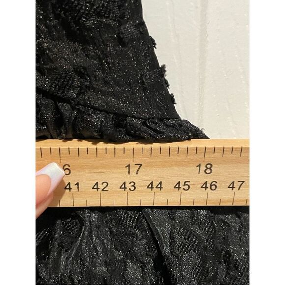 NWOT Endless Rose Texture Floral Organza Black Puff Sleeve Mini Dress Large - Picture 14 of 16